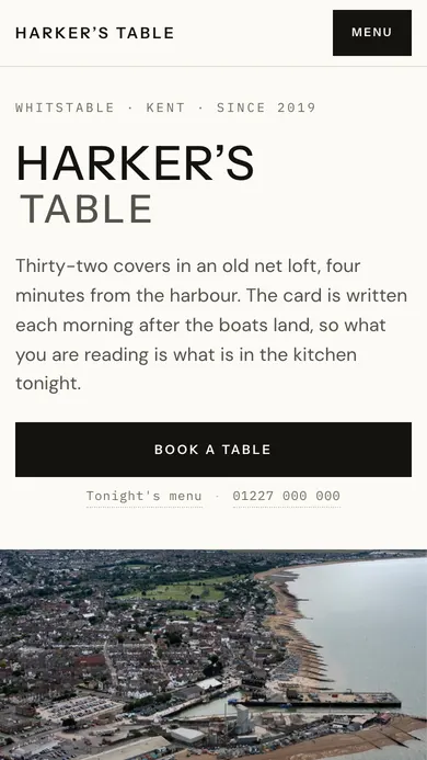Harker's Table. Restaurante · Kent